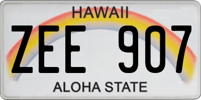 HI license plate ZEE907