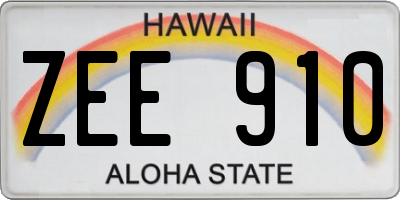 HI license plate ZEE910