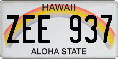 HI license plate ZEE937