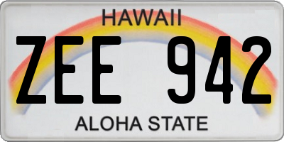 HI license plate ZEE942