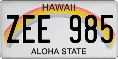 HI license plate ZEE985