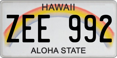 HI license plate ZEE992