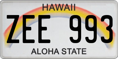 HI license plate ZEE993