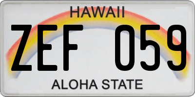 HI license plate ZEF059
