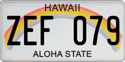 HI license plate ZEF079