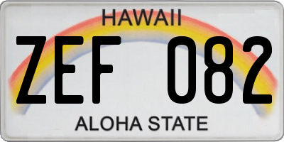 HI license plate ZEF082