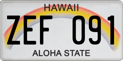 HI license plate ZEF091