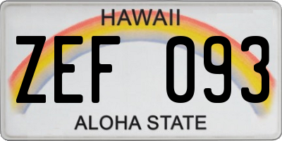HI license plate ZEF093