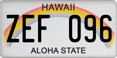 HI license plate ZEF096