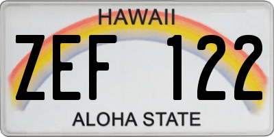 HI license plate ZEF122
