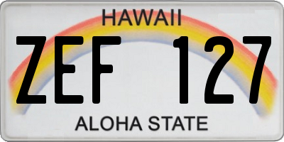 HI license plate ZEF127