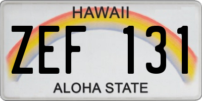 HI license plate ZEF131