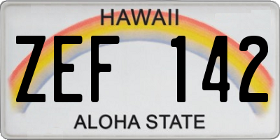 HI license plate ZEF142