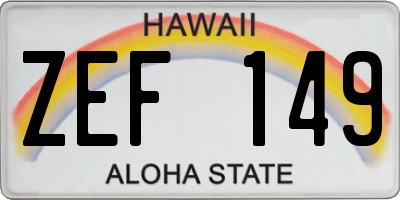 HI license plate ZEF149