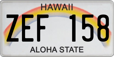 HI license plate ZEF158