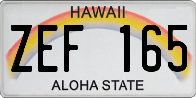 HI license plate ZEF165