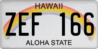 HI license plate ZEF166