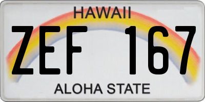 HI license plate ZEF167