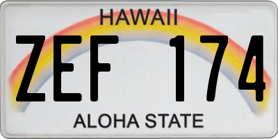 HI license plate ZEF174