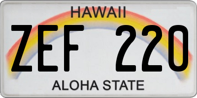 HI license plate ZEF220