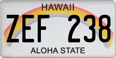 HI license plate ZEF238