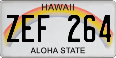 HI license plate ZEF264