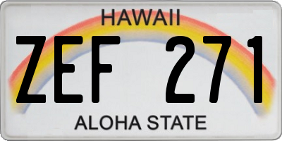 HI license plate ZEF271