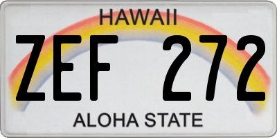 HI license plate ZEF272