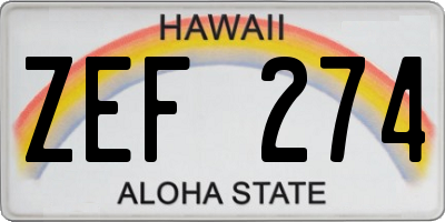 HI license plate ZEF274