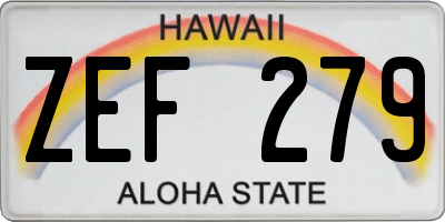 HI license plate ZEF279