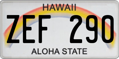 HI license plate ZEF290