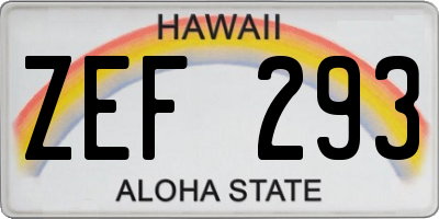 HI license plate ZEF293