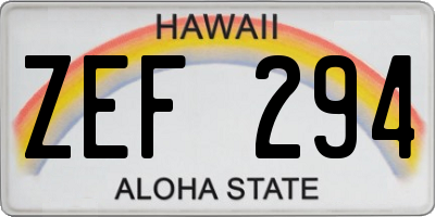 HI license plate ZEF294
