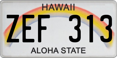 HI license plate ZEF313