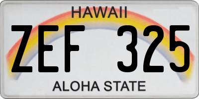 HI license plate ZEF325