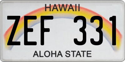 HI license plate ZEF331
