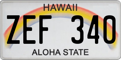 HI license plate ZEF340