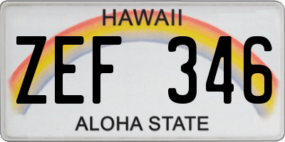 HI license plate ZEF346