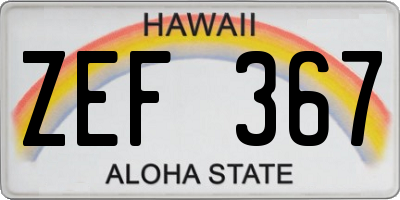 HI license plate ZEF367
