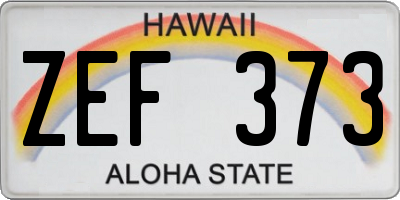 HI license plate ZEF373