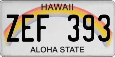 HI license plate ZEF393