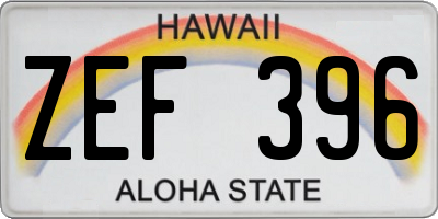 HI license plate ZEF396