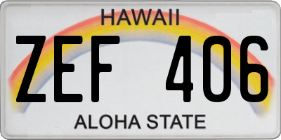 HI license plate ZEF406