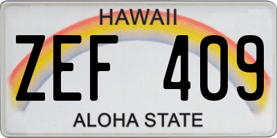 HI license plate ZEF409