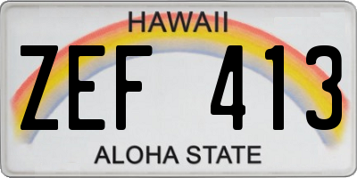 HI license plate ZEF413
