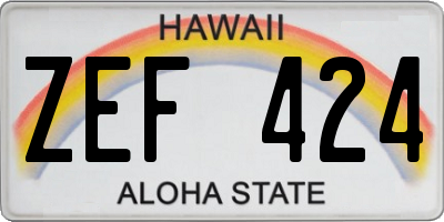 HI license plate ZEF424