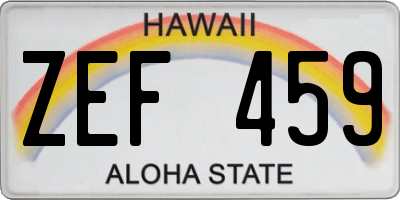 HI license plate ZEF459