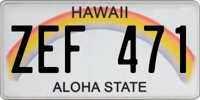 HI license plate ZEF471
