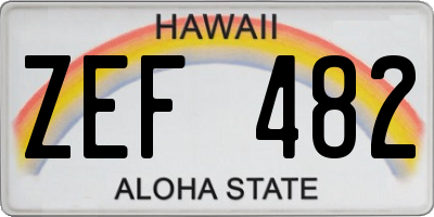 HI license plate ZEF482