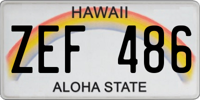 HI license plate ZEF486